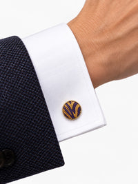 Gilded Vintage Silk Cuff Links