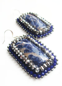 Orange Sodalite & Silver Earrings