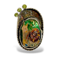 Cloisonne Garden Snail Ring