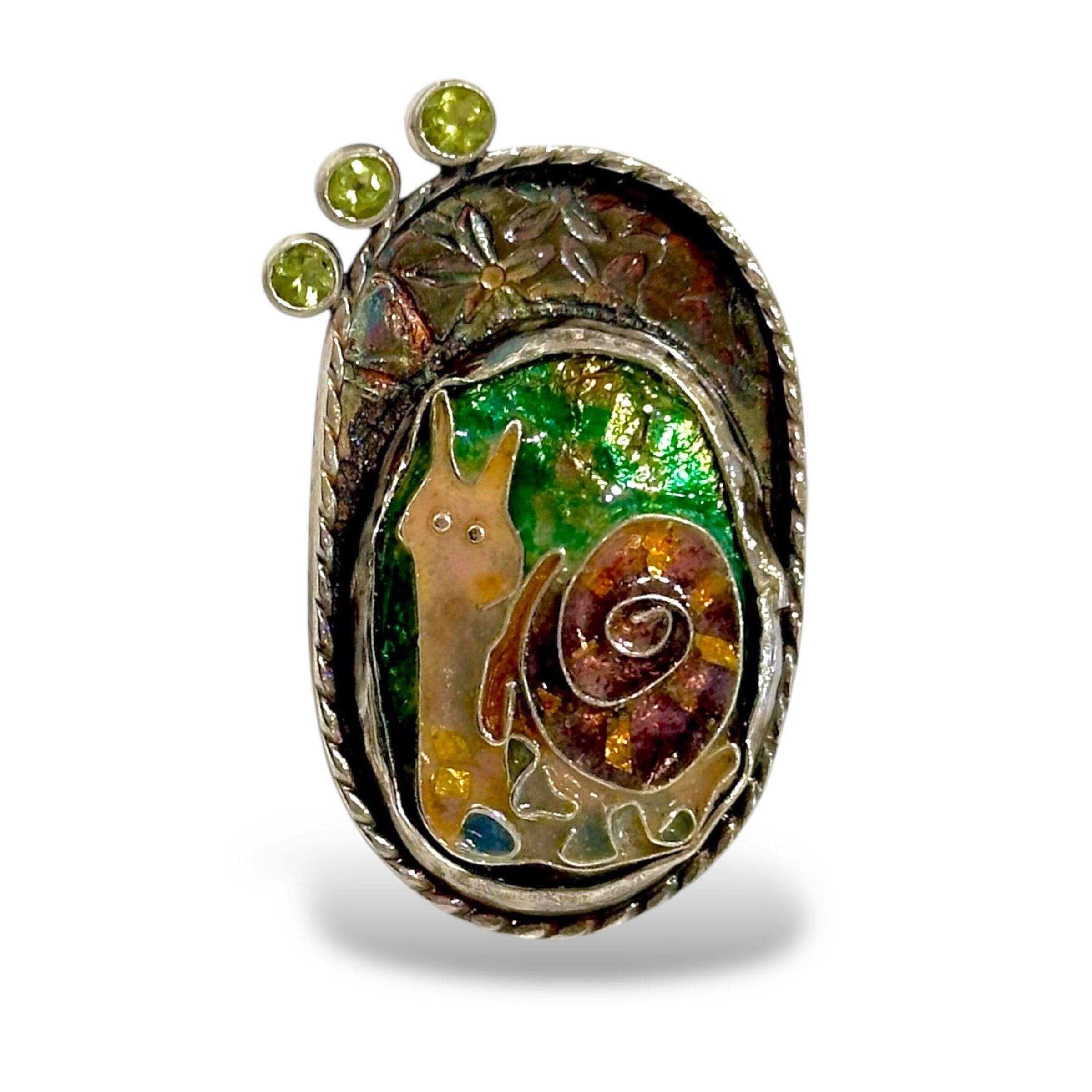 Cloisonne Garden Snail Ring