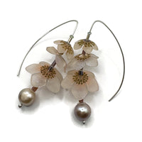 Pearls & Pink Floral Earrings