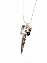 Feather and Pearl Pendant Necklace