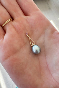 Tahitian Pearl & Pink Sapphire Twist Pendant