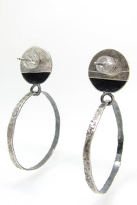 Button Stud Hoop Earrings