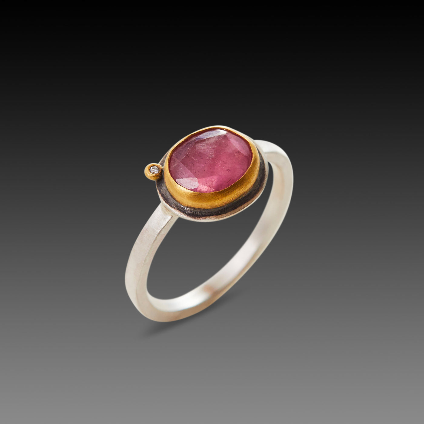 Pink Tourmaline Ring with Diamond