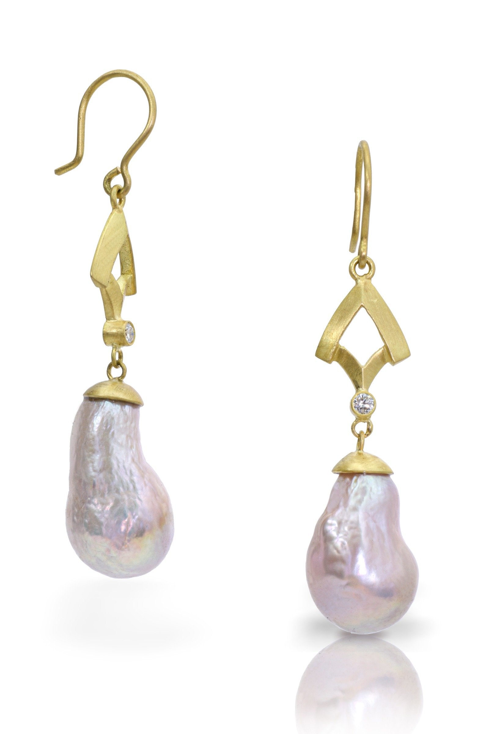 Small Warrior Earrings with Pink Pearls