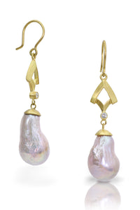 Small Warrior Earrings with Pink Pearls