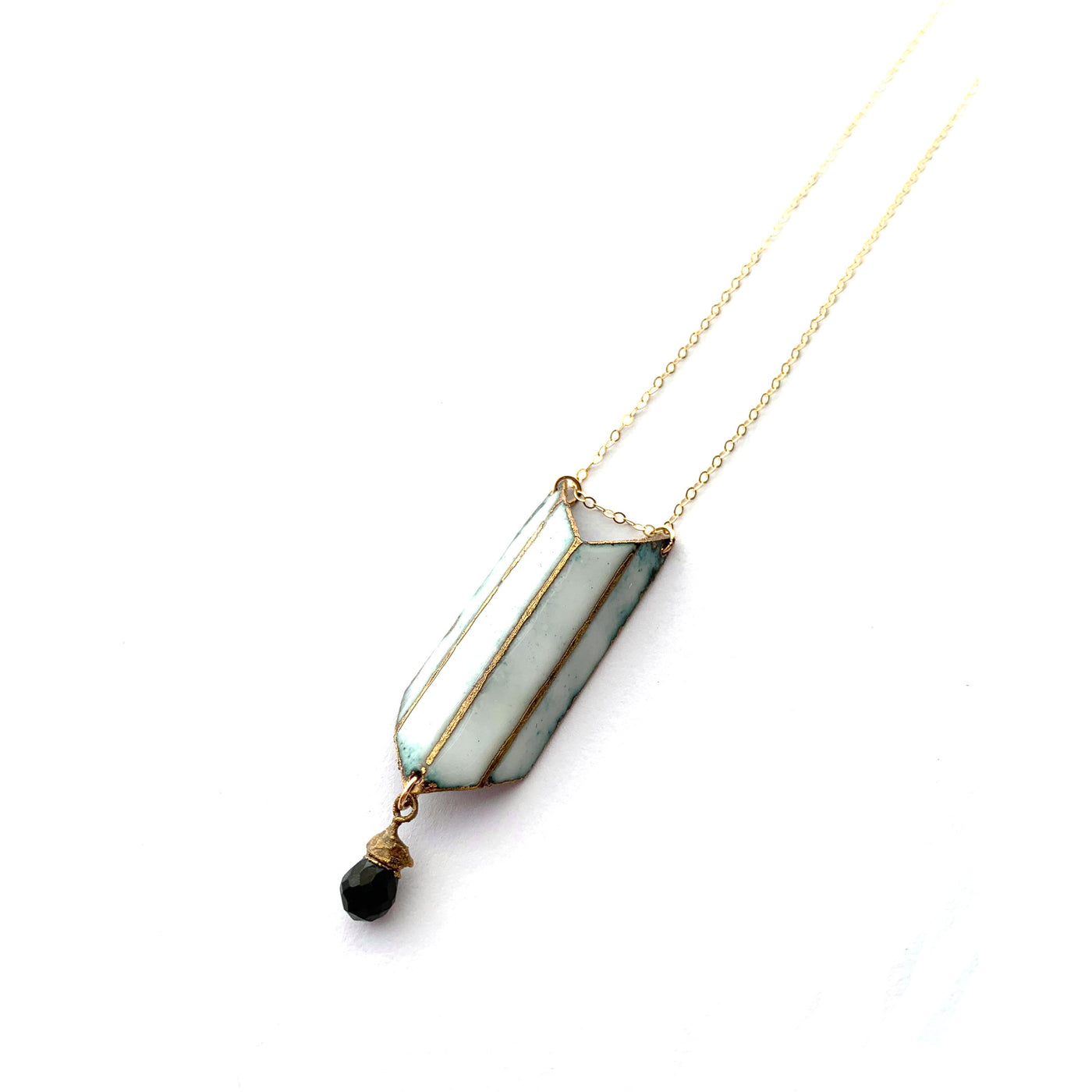 Reveal Shield Necklace with Black Spinel