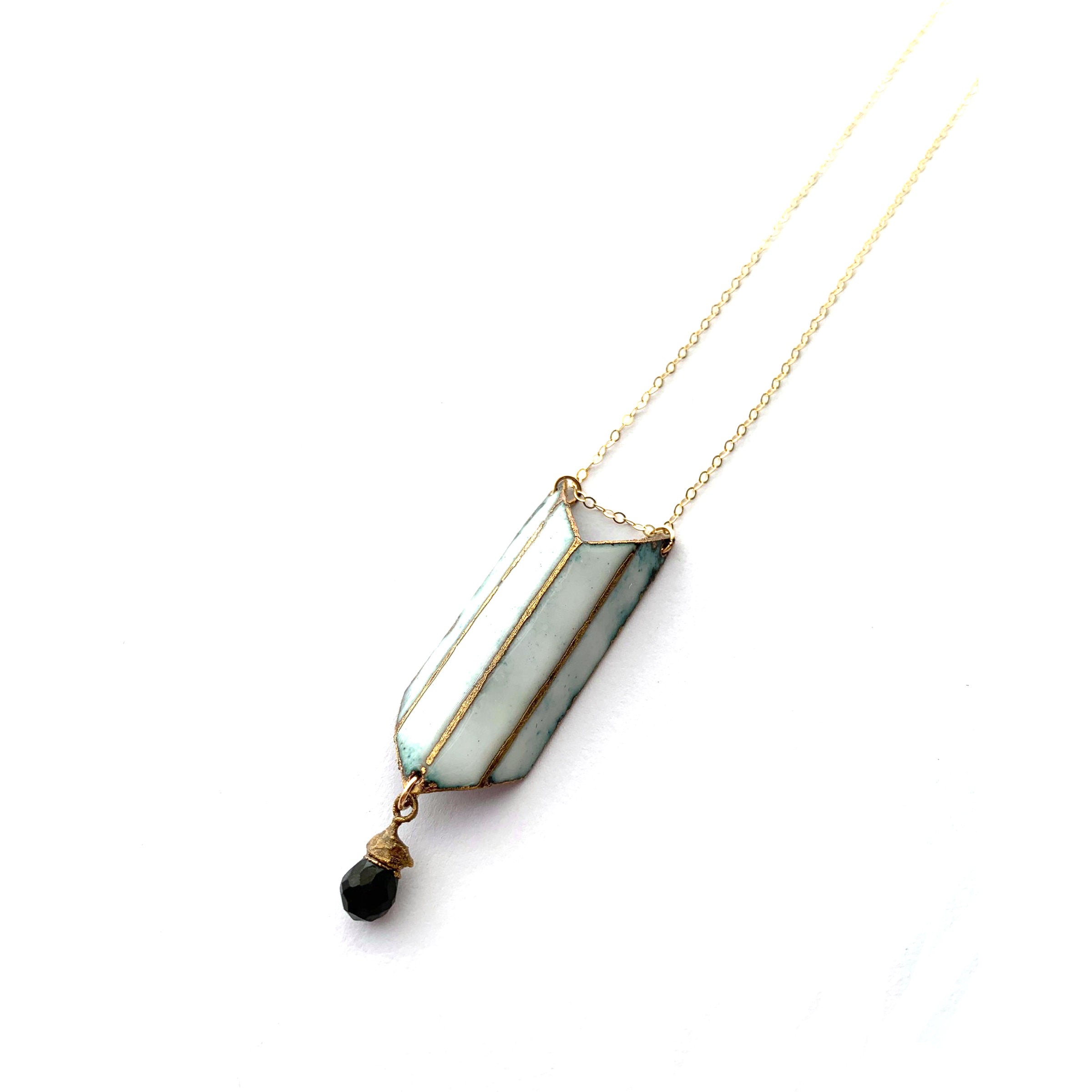 Reveal Shield Necklace with Black Spinel