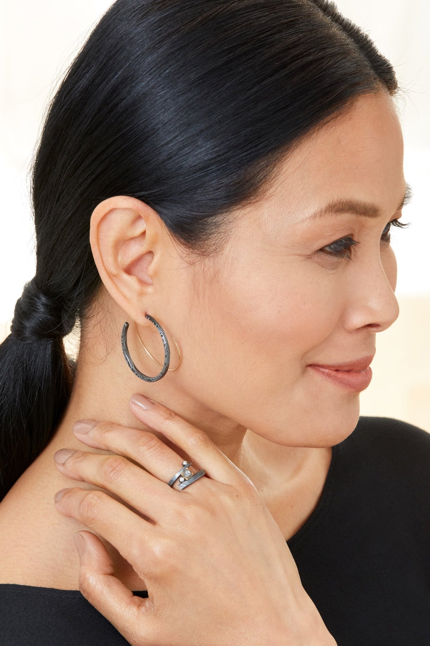 shown with the loopy hoop earrings by victoria moore
