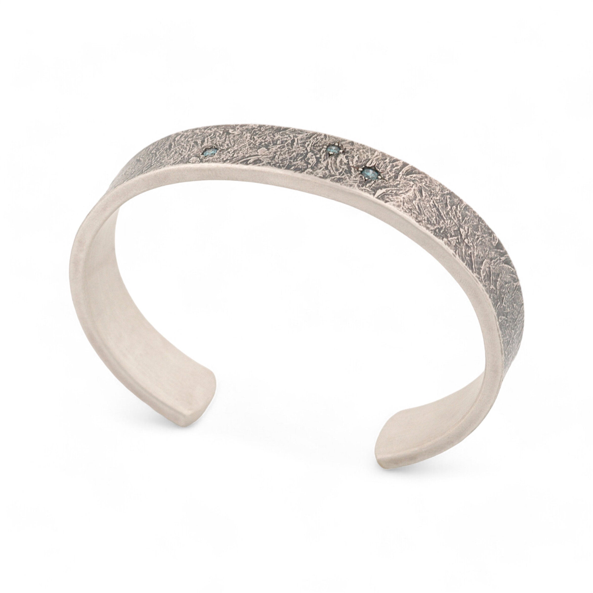 Blue Diamond Silver Cuff