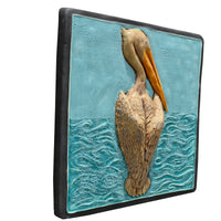 Pelican Sculptural Tile in Seafoam with Steel Matte Border