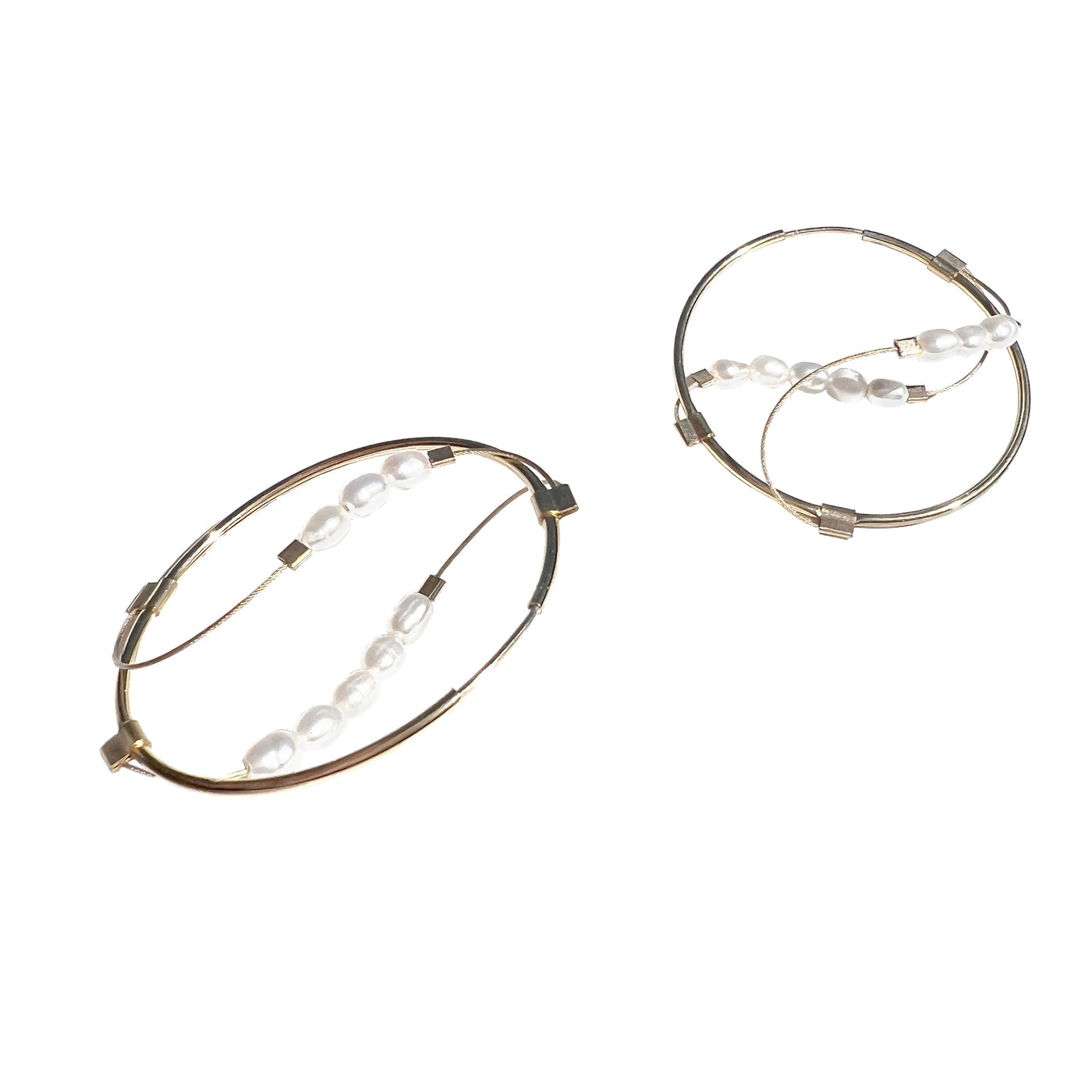 Sine Hoop Earrings with Pearls