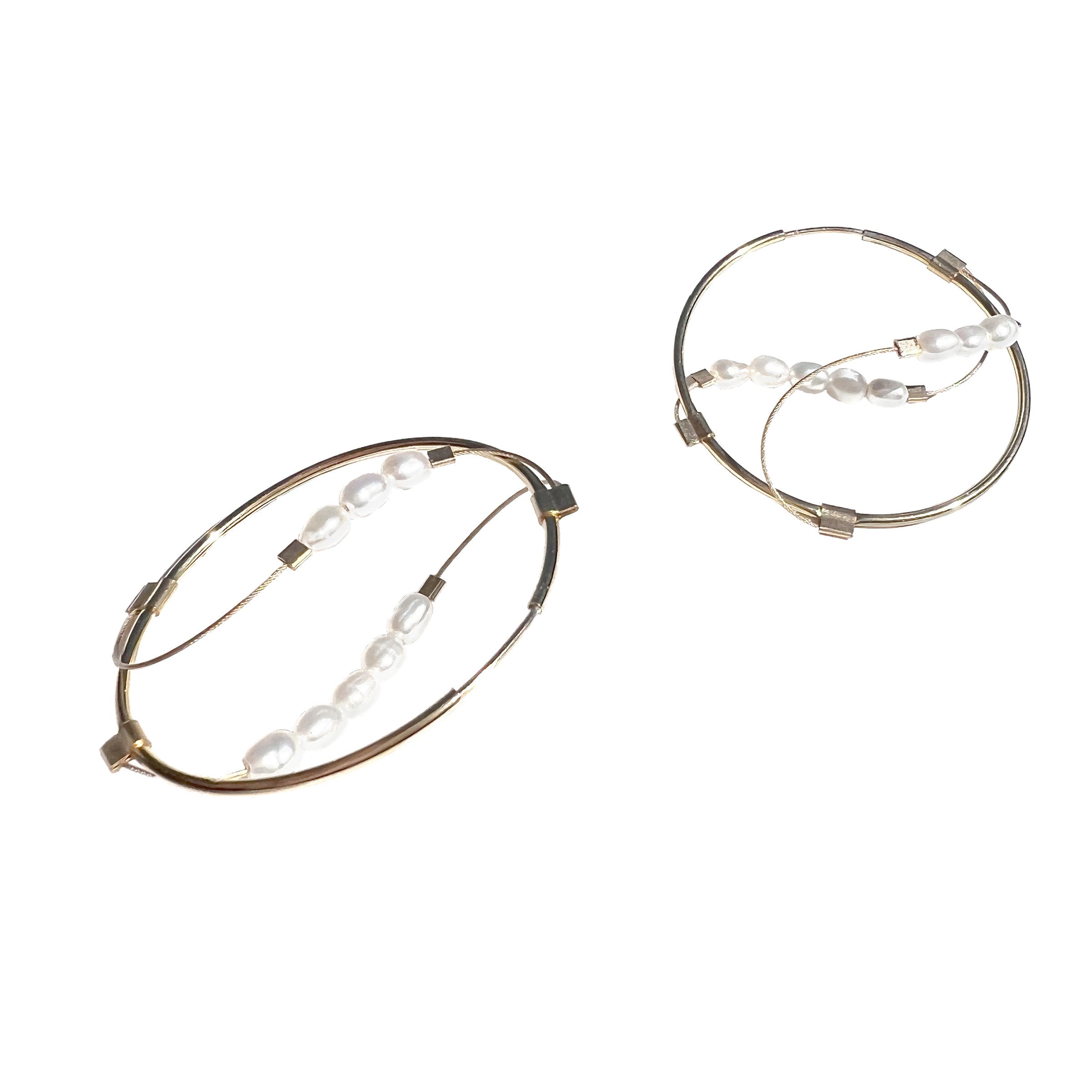 Sine Hoop Earrings with Pearls