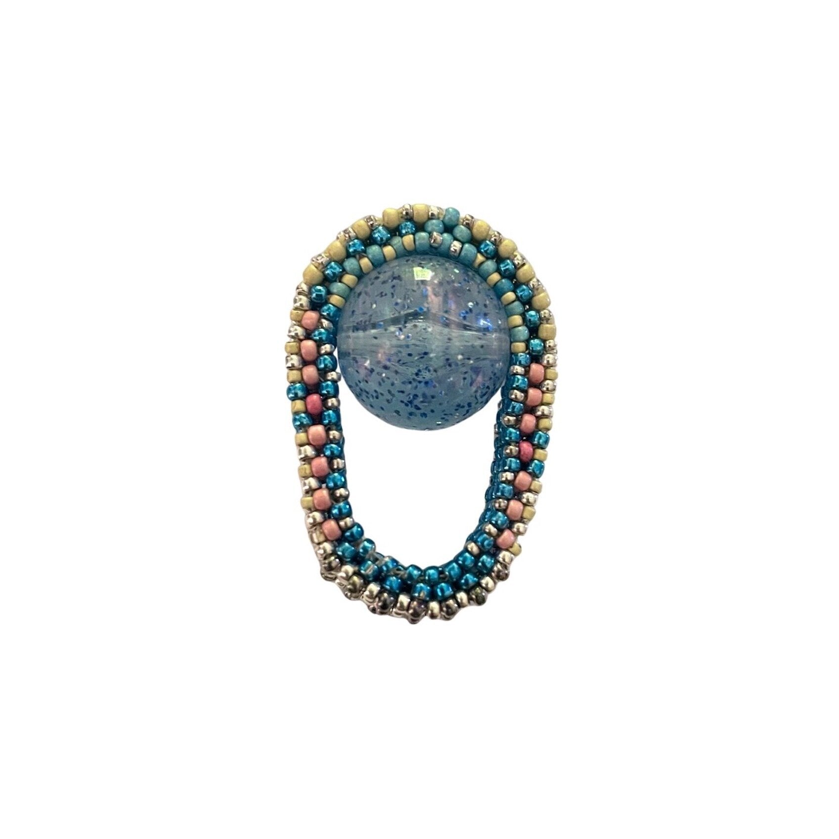 Blue Glitter Pod Ring