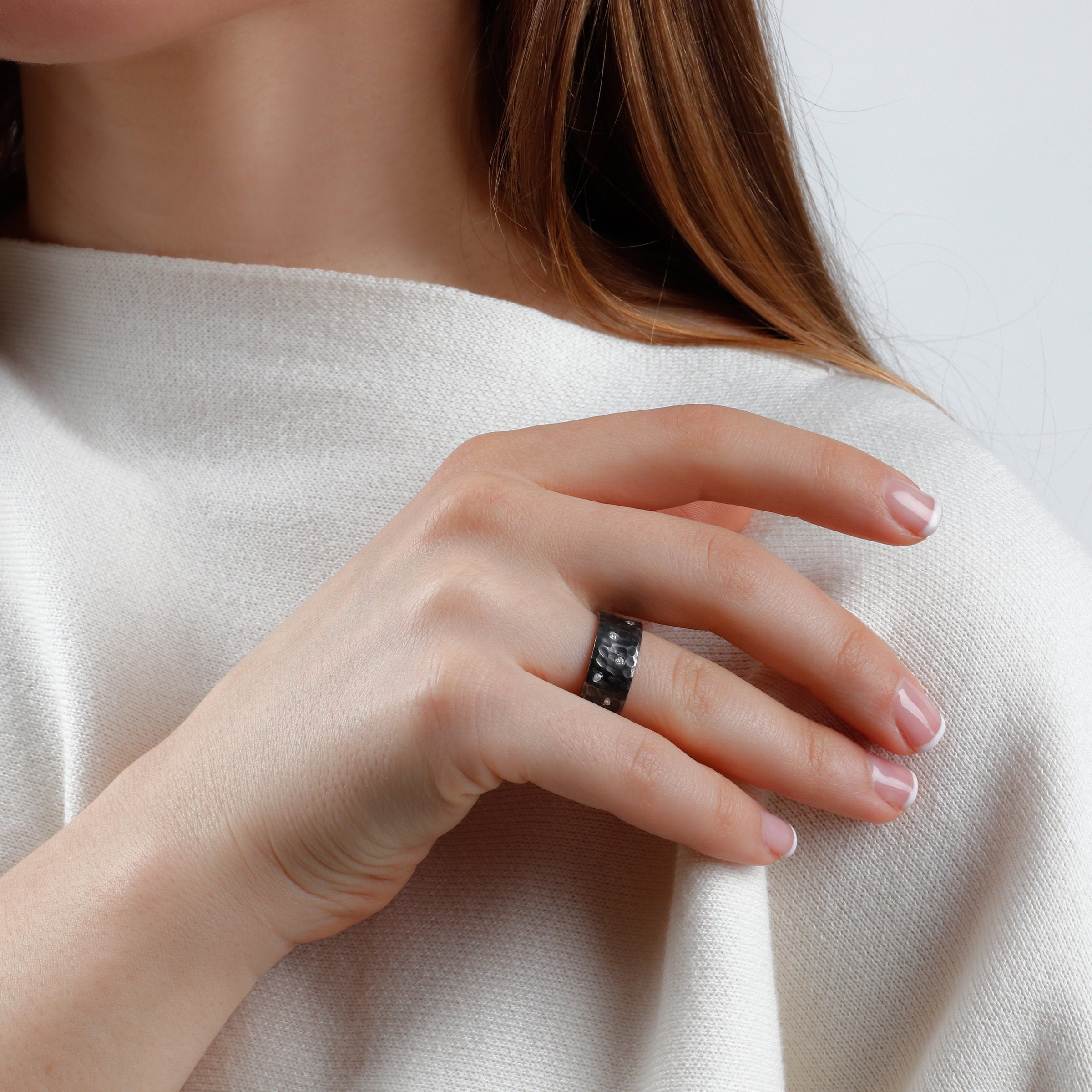 black rhodium-plated sterling silver