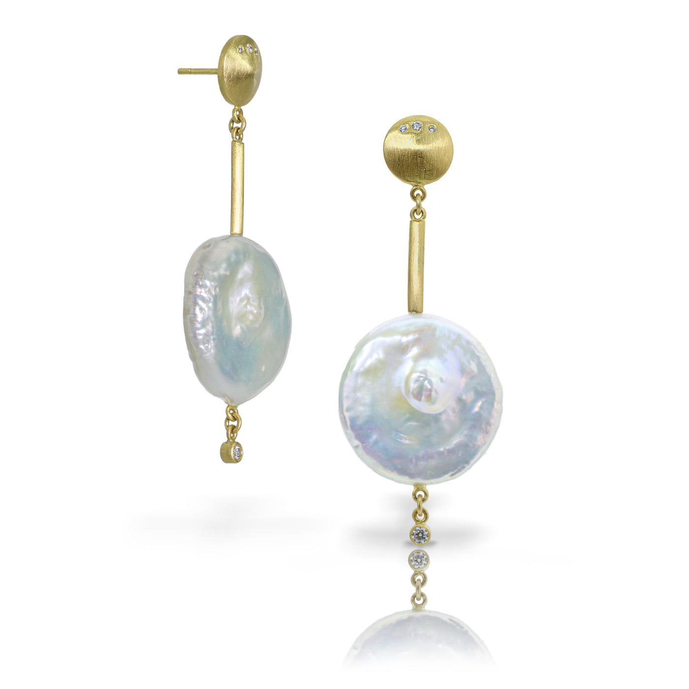Circle Stiletto Coin Pearl Earrings