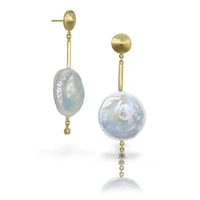 Circle Stiletto Coin Pearl Earrings