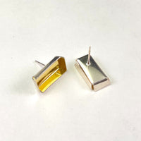Rectangluar Gold Box Earrings