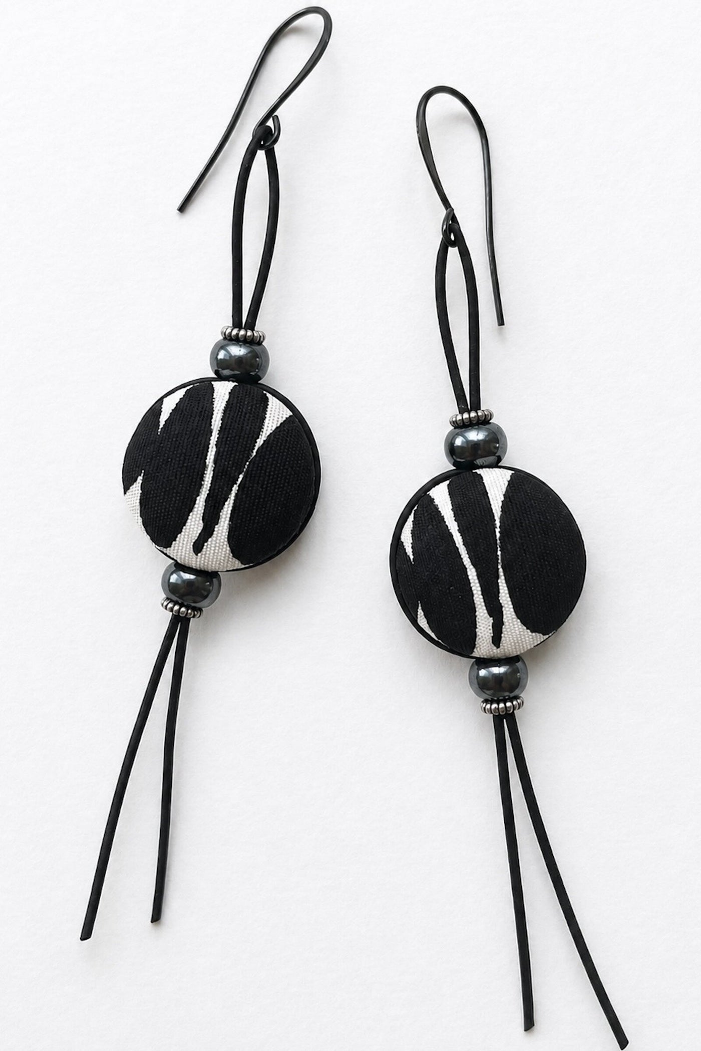 Black & White Vintage Silk Earrings