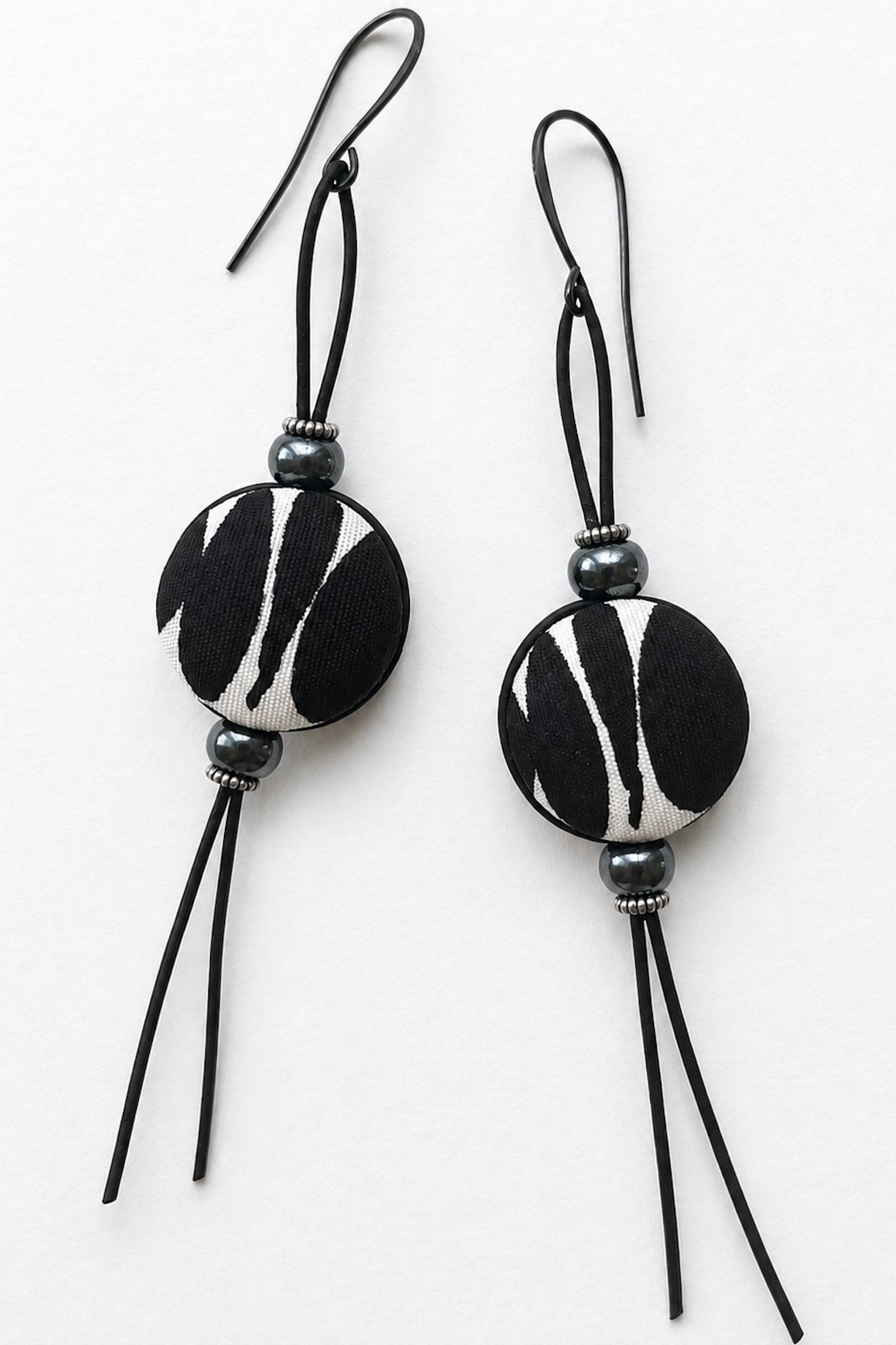 Black & White Vintage Silk Earrings