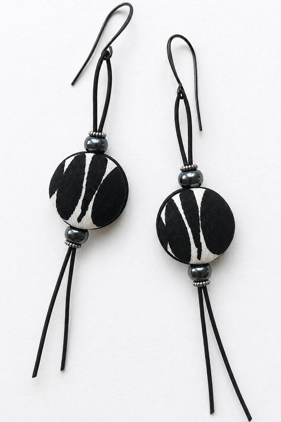 Black & White Vintage Silk Earrings