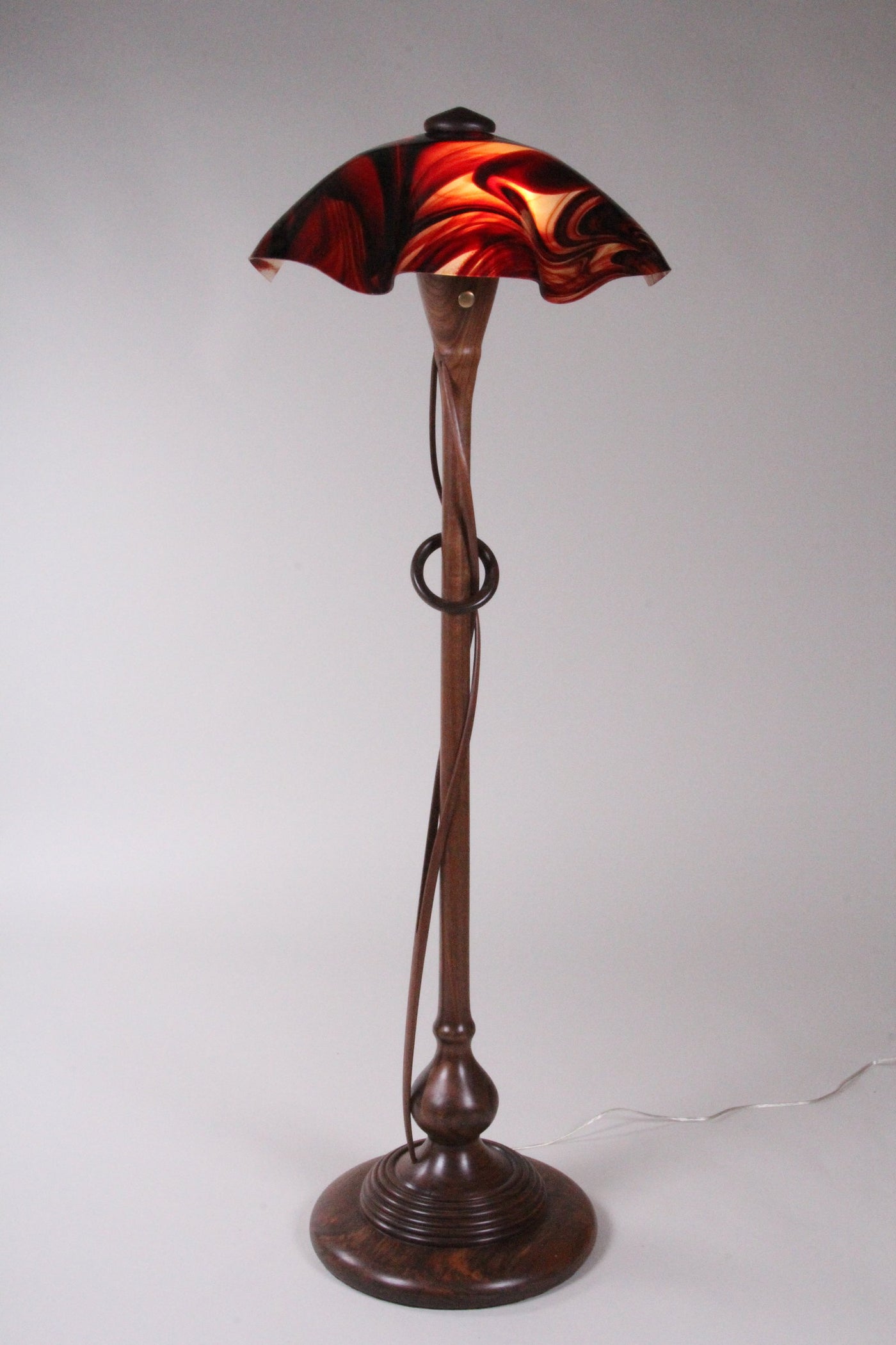 Walnut Reading Lamp with Split Walnut Tendrils and Ring
