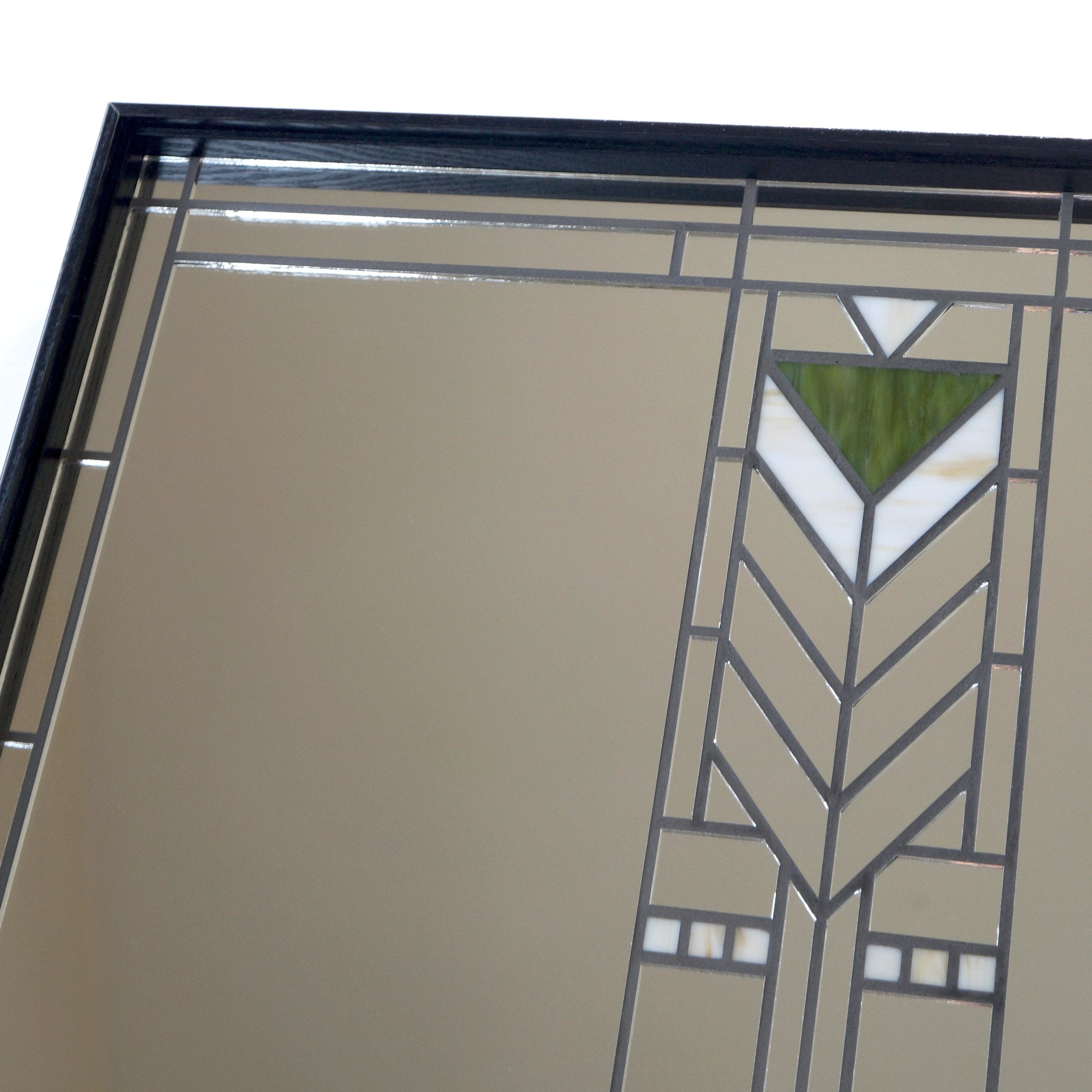 Closeup detail of black framed mirror "Francesco 24x24"