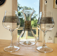 Crystal Silverspun Decanter and Wine Glass Set