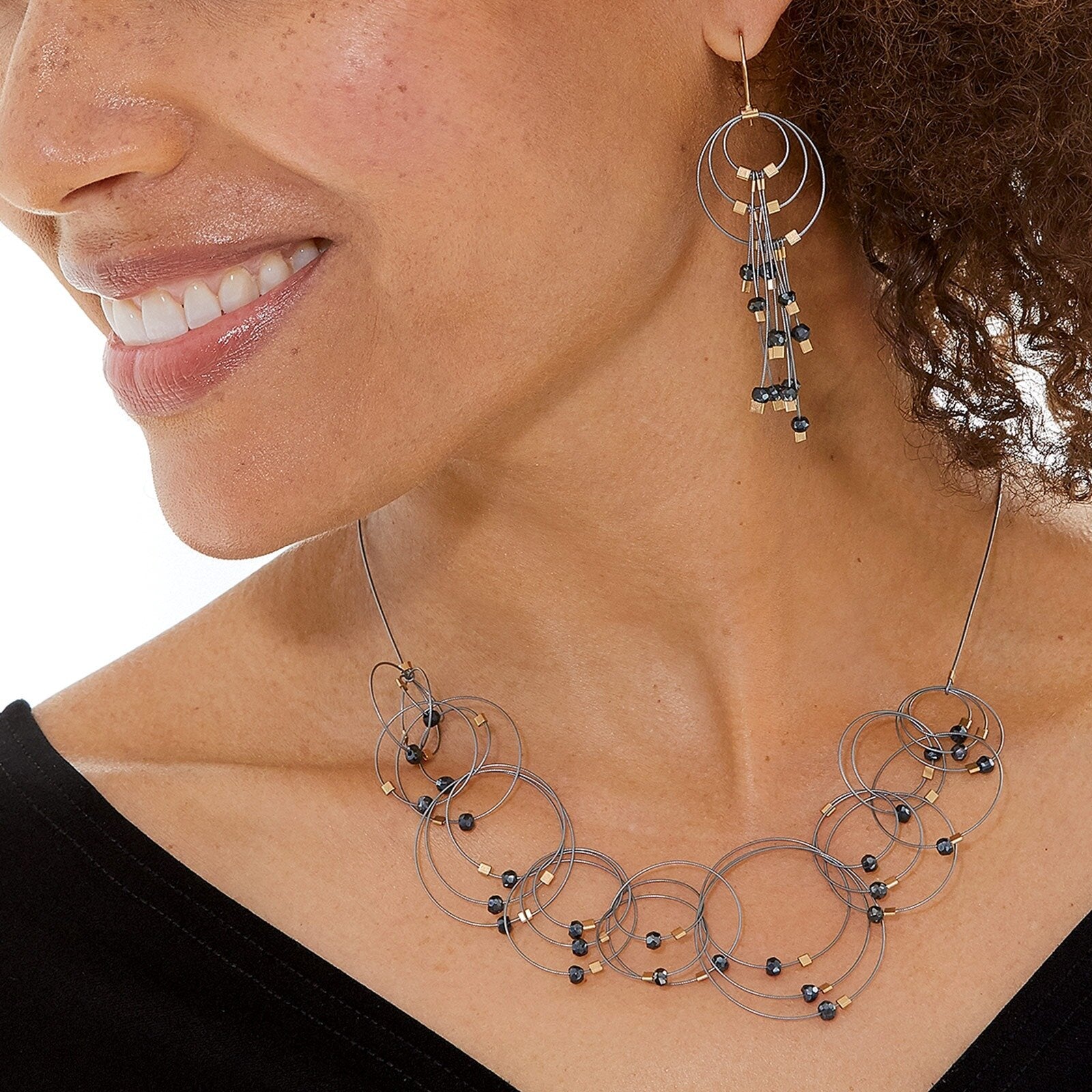 Spinel, Steel Cable & Gold Details