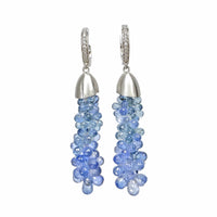 Ceylon Sapphire Briolette Cascade Earrings in Platinum with Diamonds
