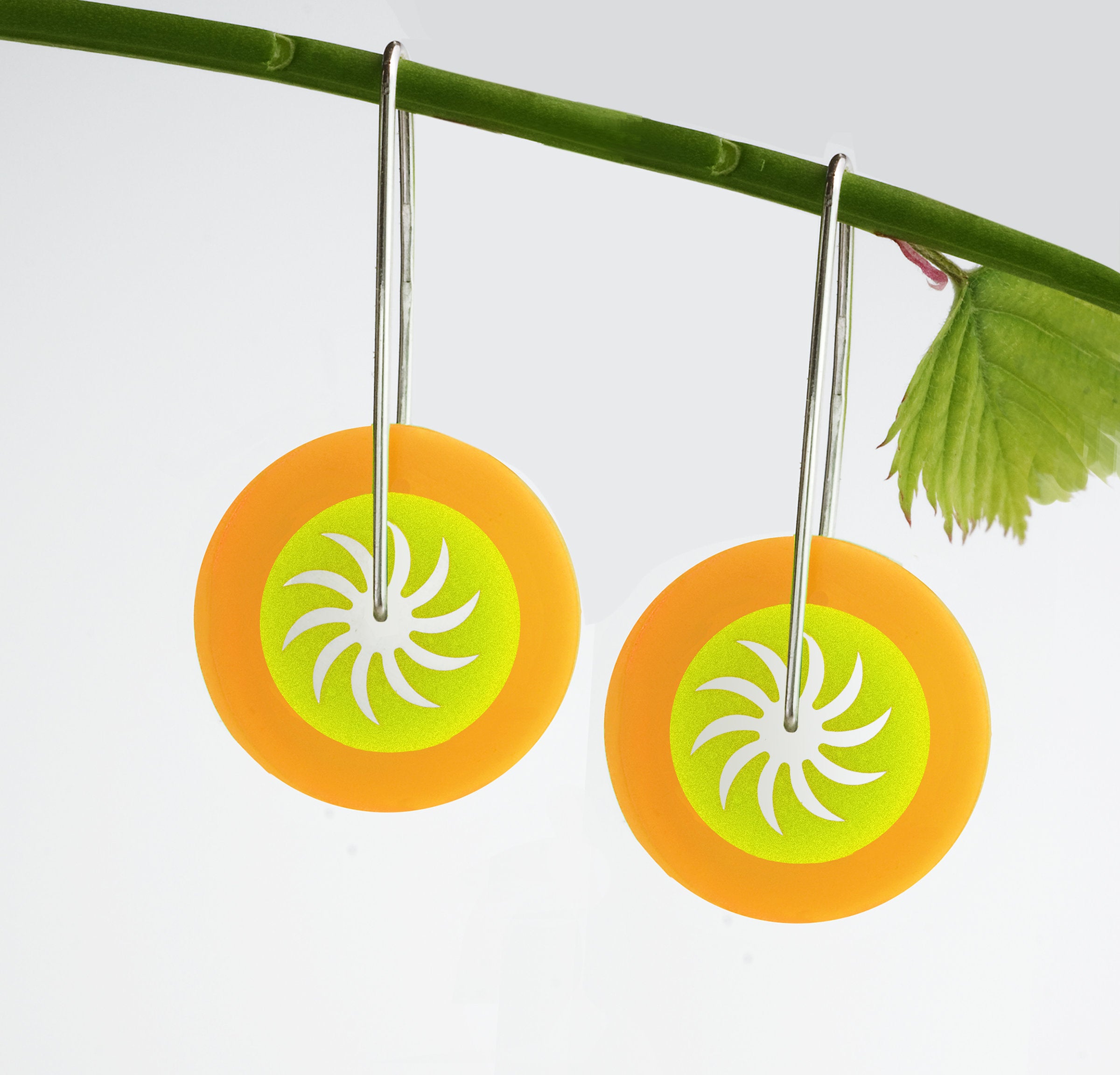 Yellow and Orange Fireball Earrings
