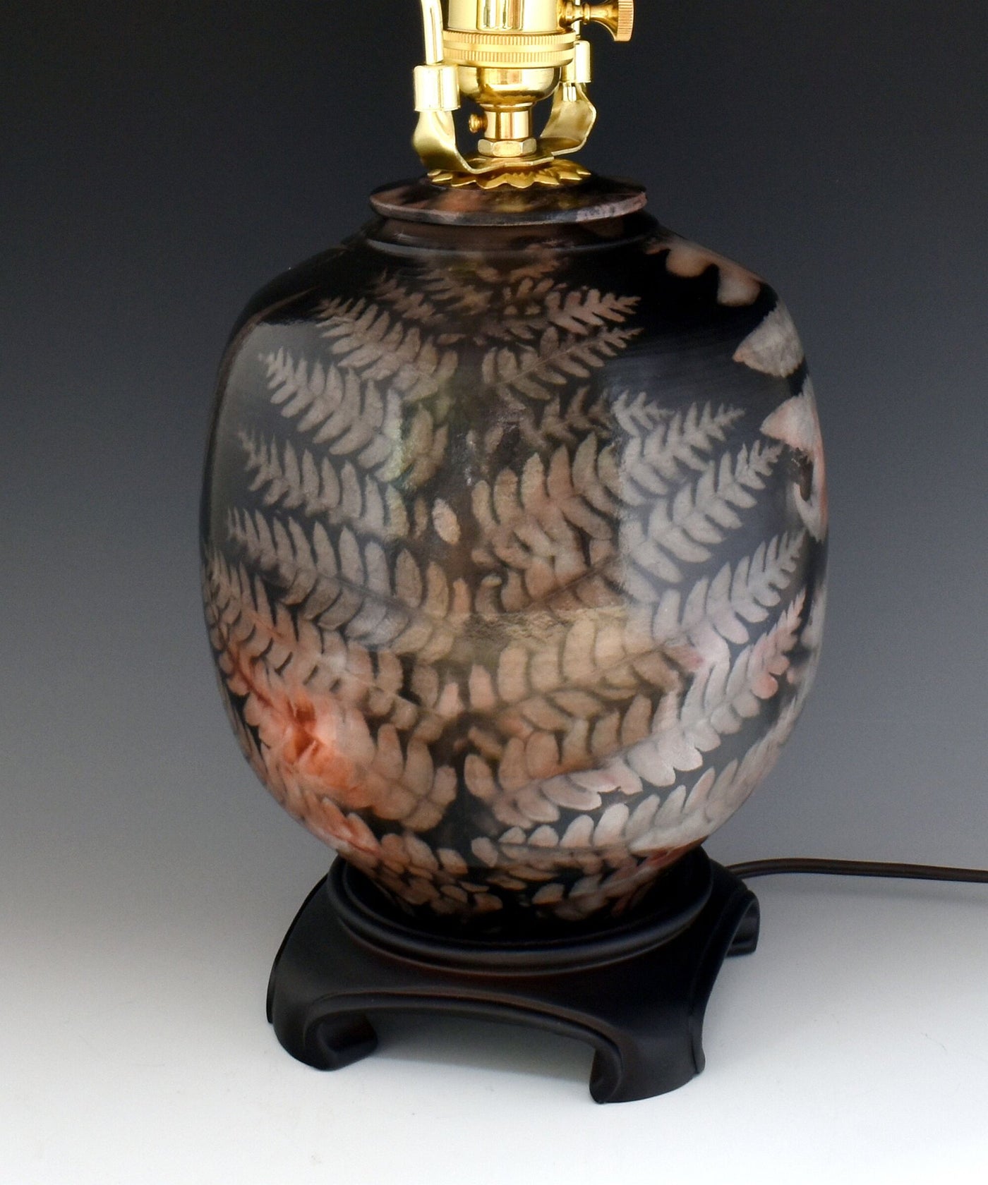 Leafy Saggar-Fired Stoneware Lamp