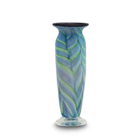 Green and Blue Feathered Flat Vase