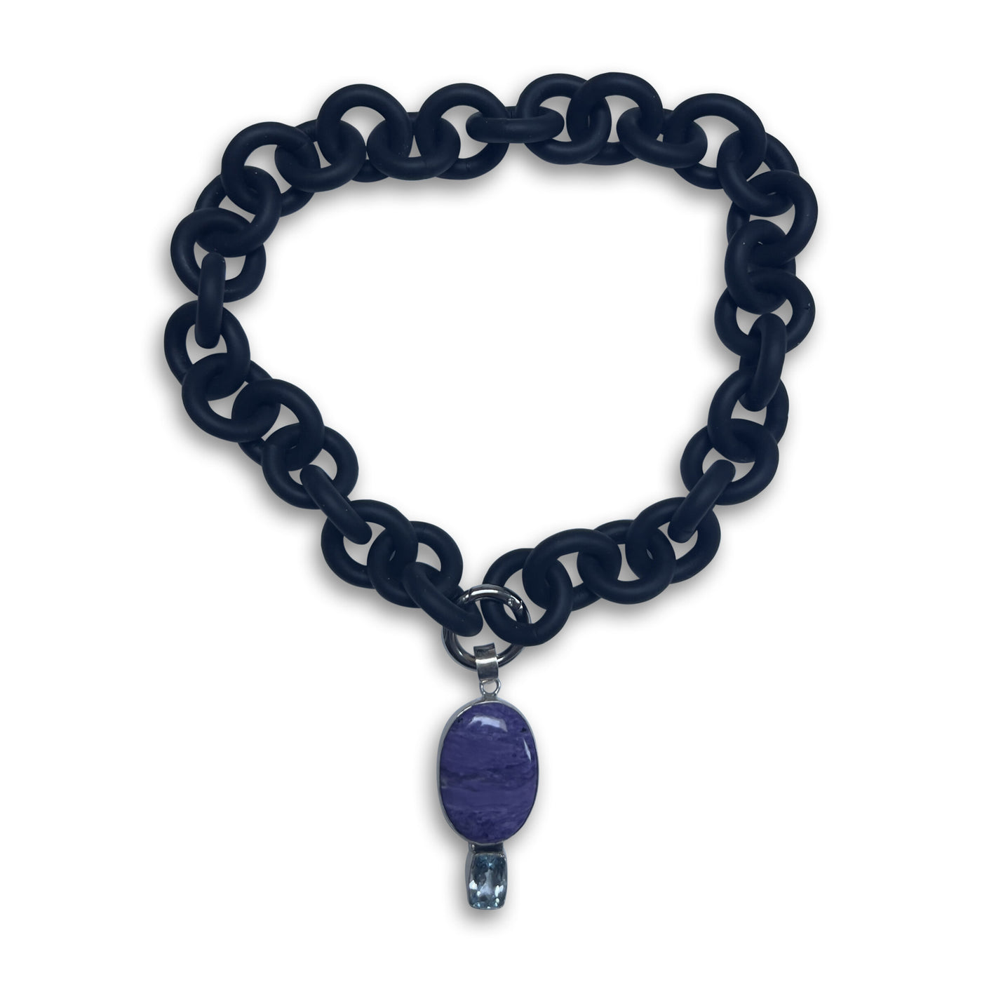 Charoite & Blue Topaz Drop Necklace