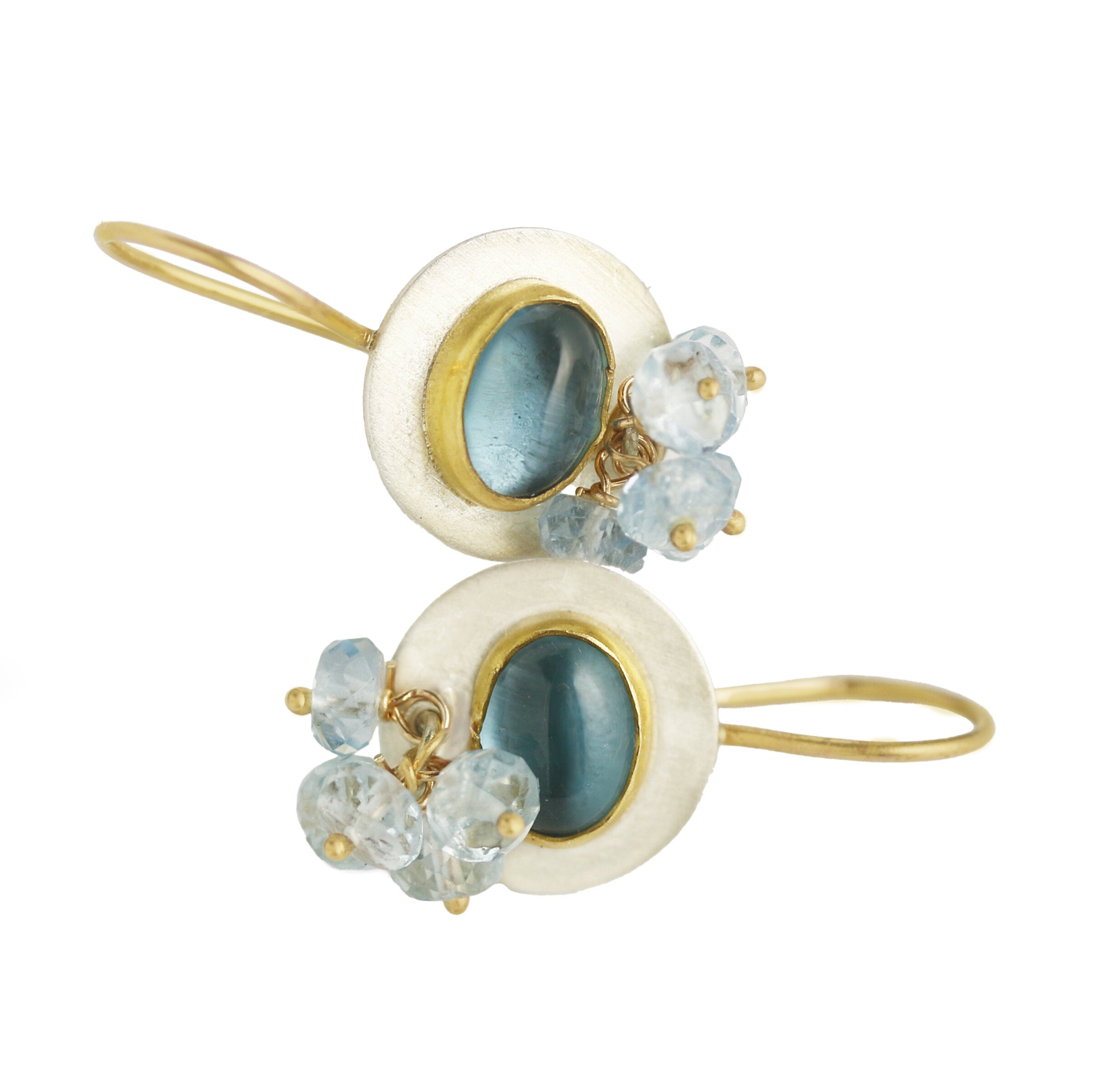 London Blue Topaz & Aquamarine Cluster Earrings