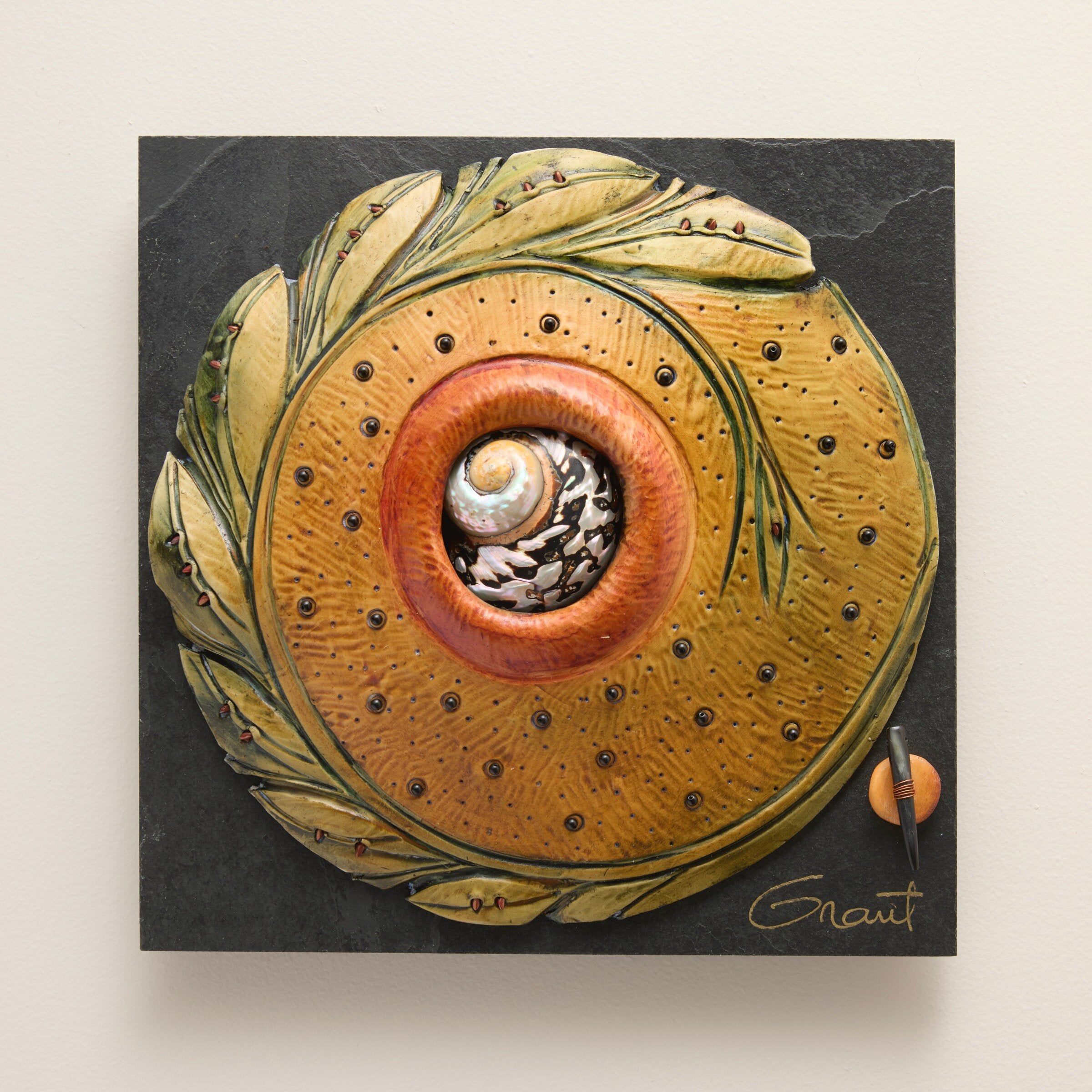 Yellow and Green Leaves with Nautilus