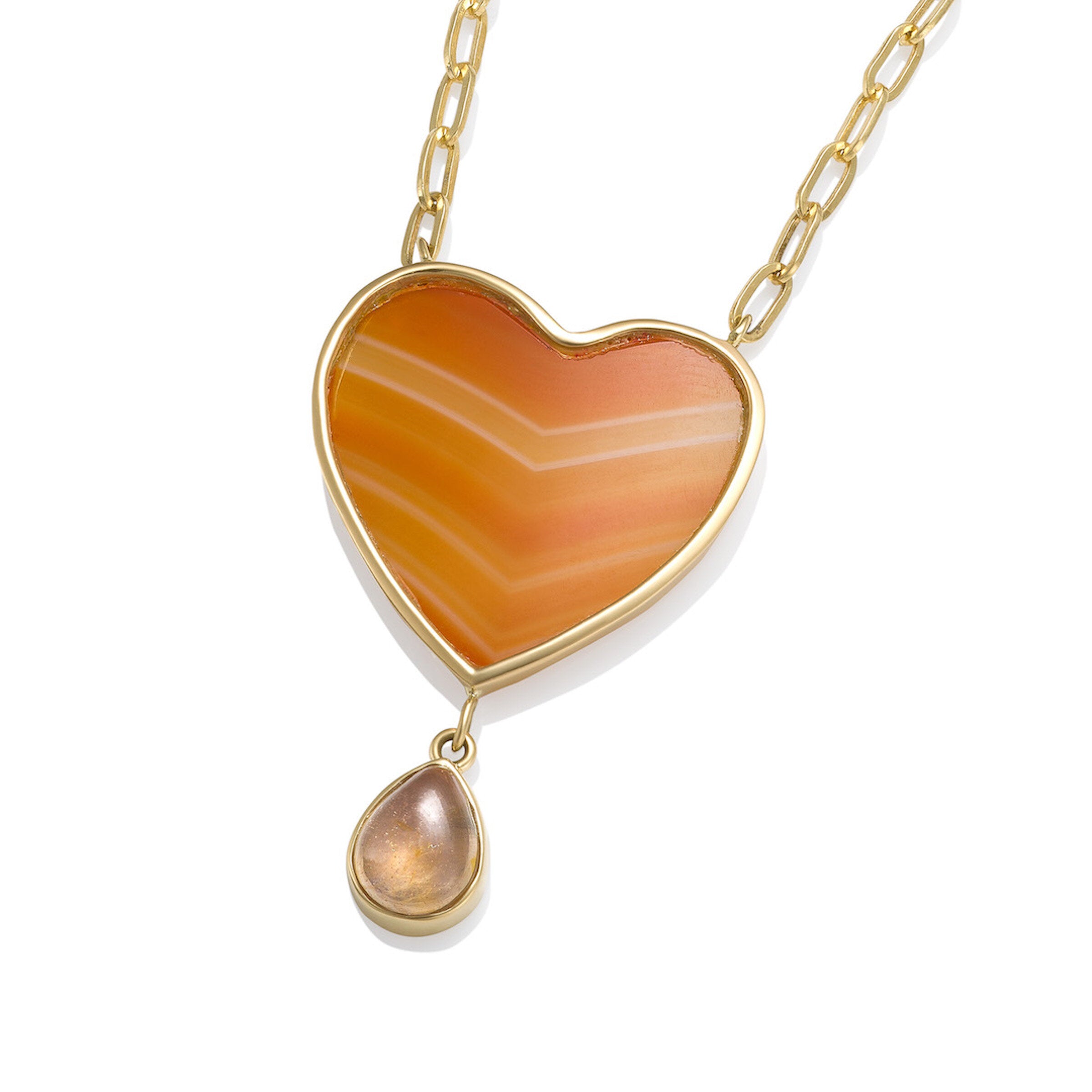 Orange Agate Heart Necklace