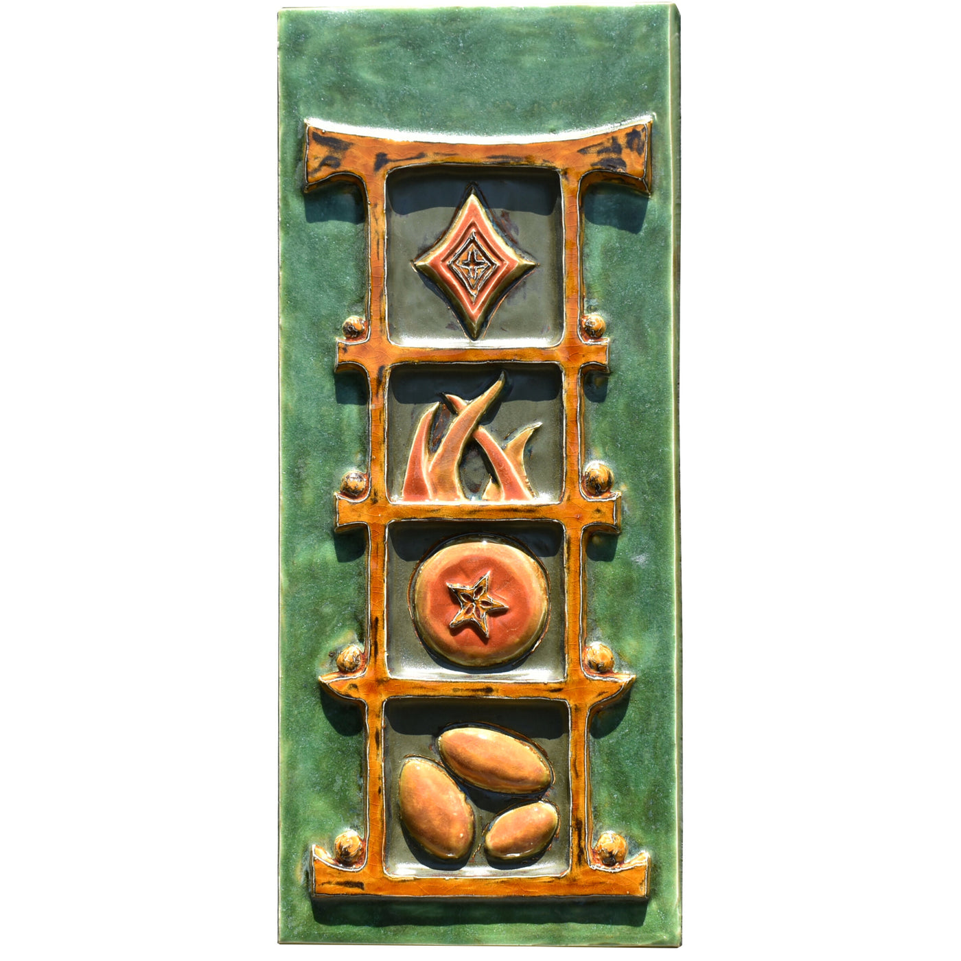 Torii Totem In Moss & Amber Glazes