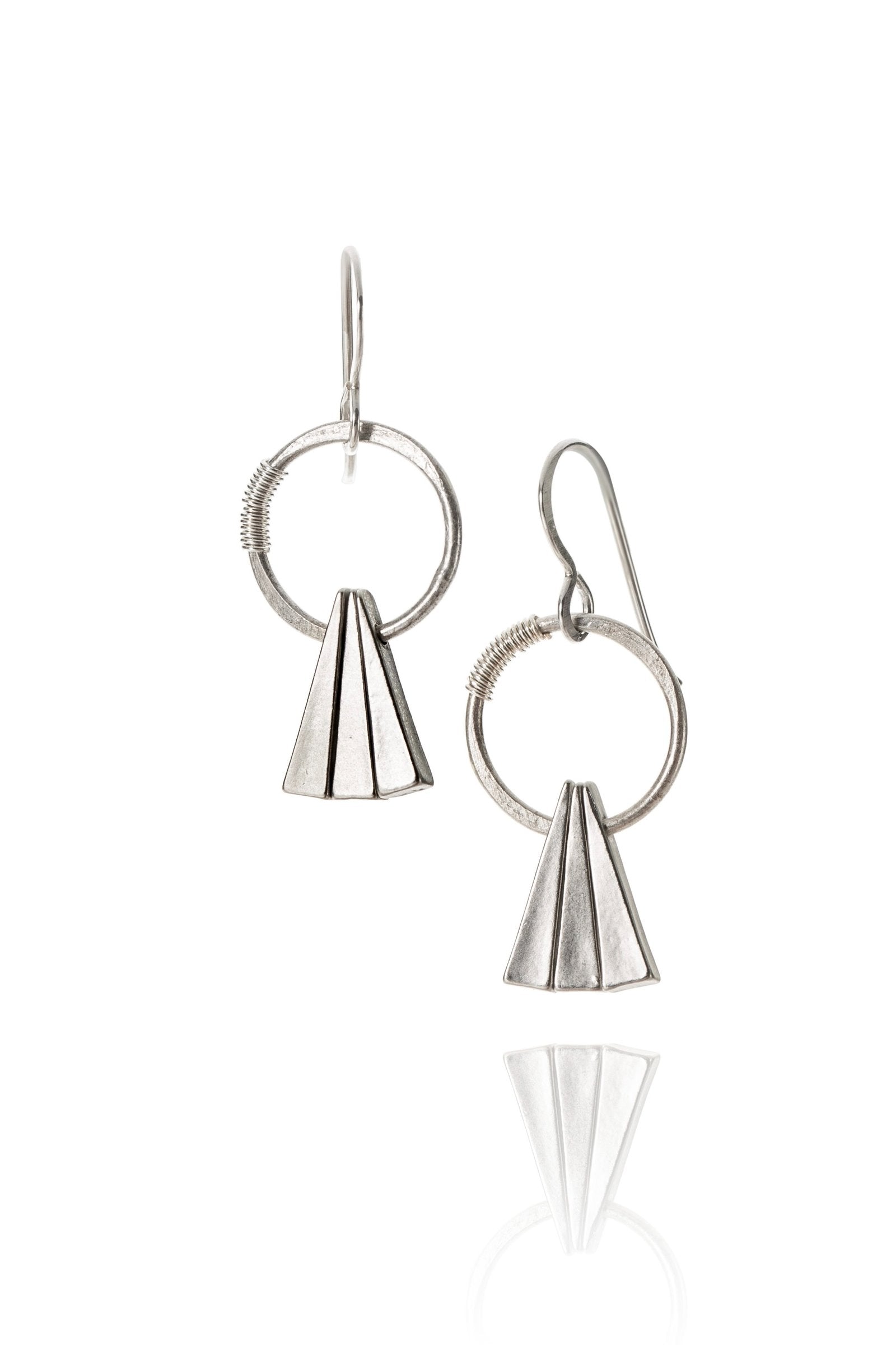 Silver Hoop with Silver Triangles