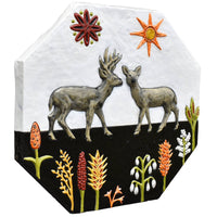 Dear Deer Ceramic Wall Sculpture Tile in Black & White