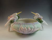 Two Herons on Waterlily Bowl