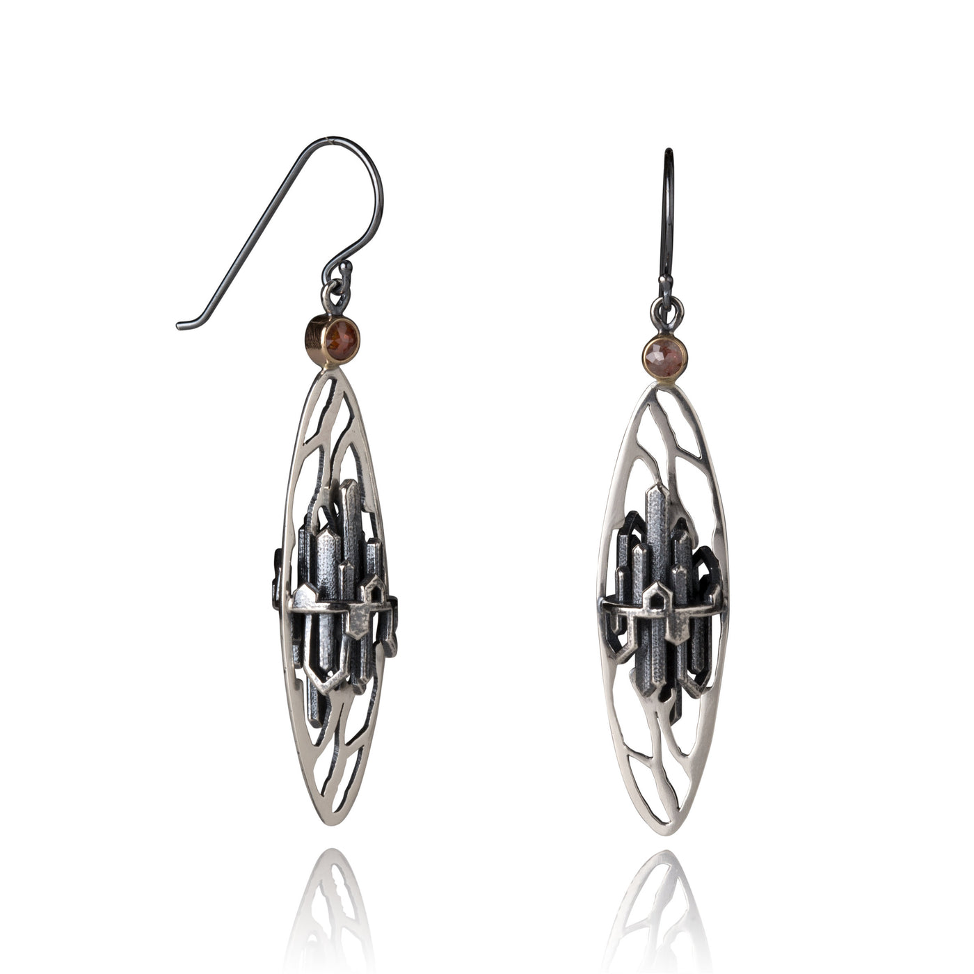 Inner City Earrings with Rough Cut Diamonds