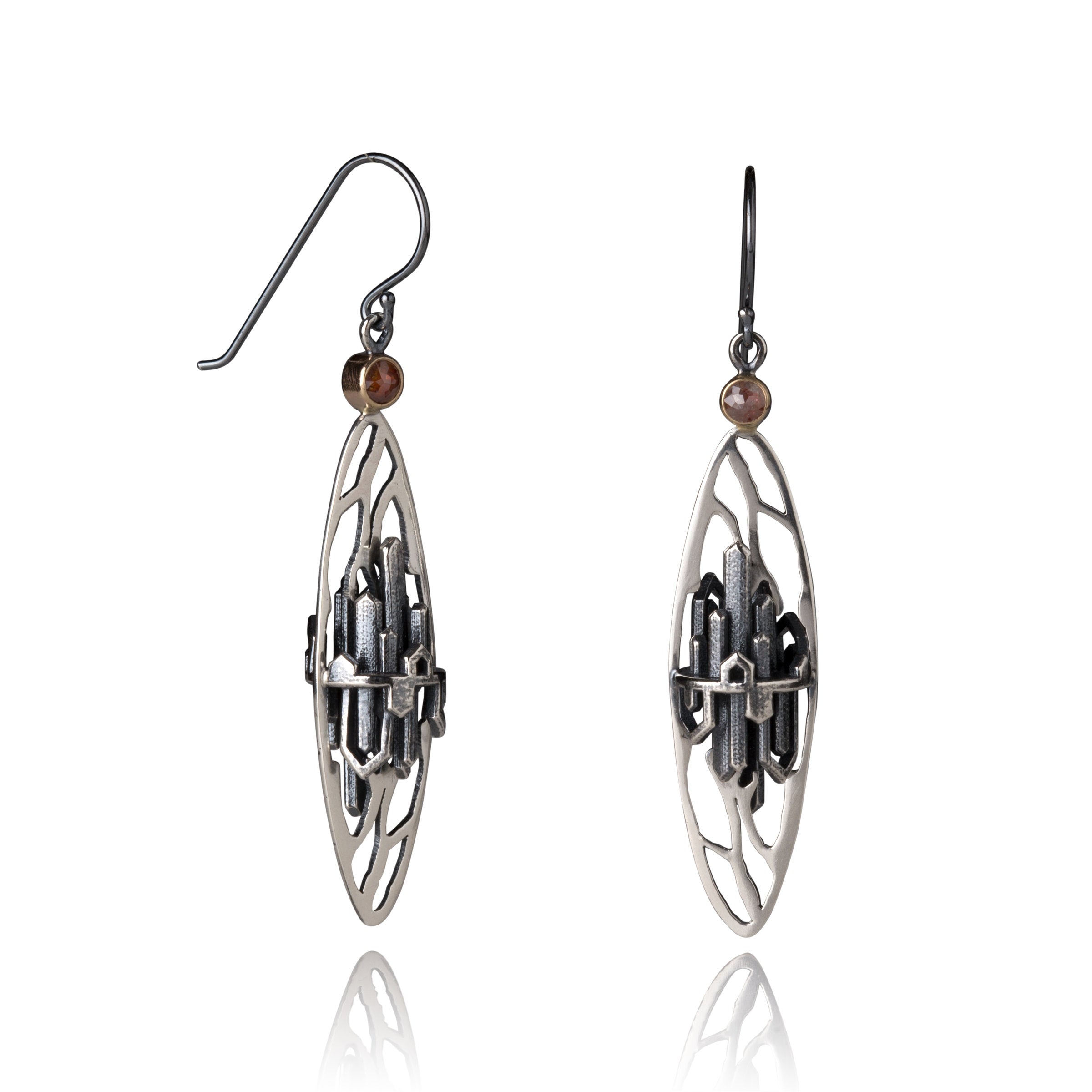 Inner City Earrings with Rough Cut Diamonds