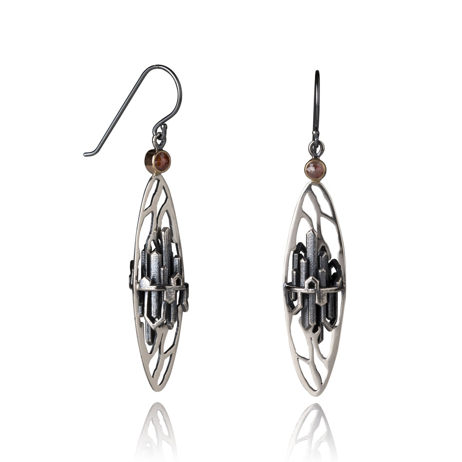 Inner City Earrings with Rough Cut Diamonds