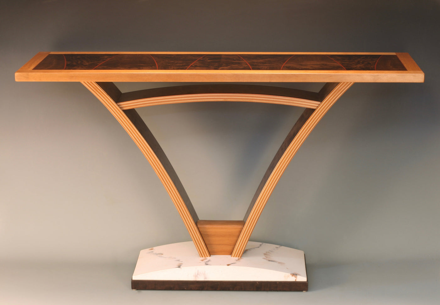 Bridge Table with walnut burl top