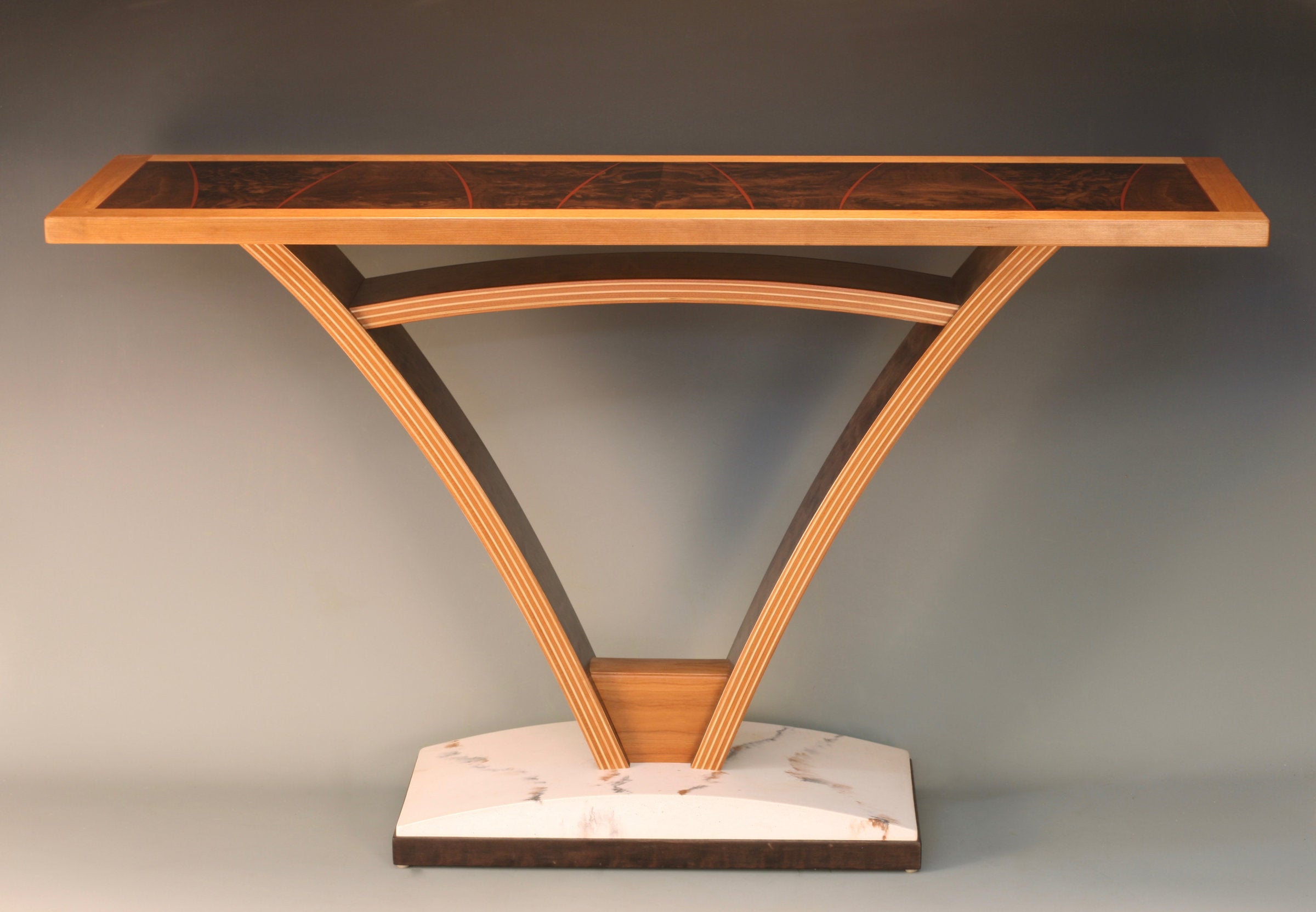 Bridge Table with walnut burl top