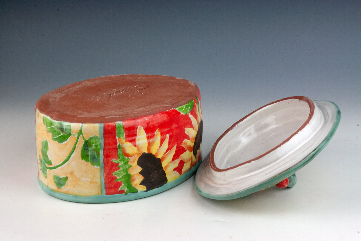 Sunflower Oval Dish with Lid