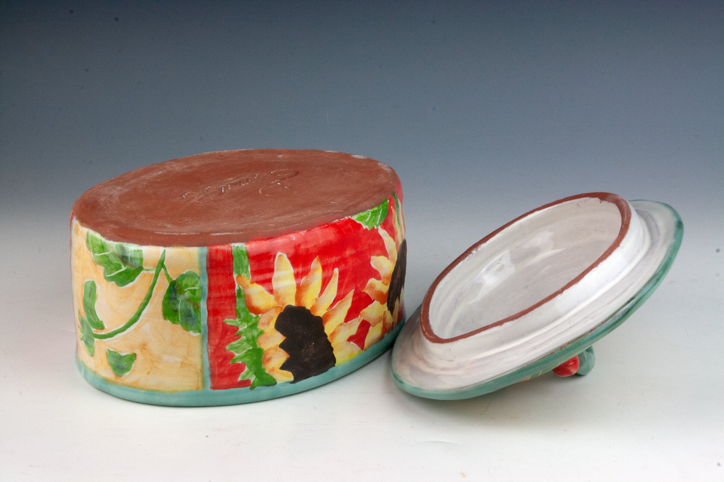 Sunflower Oval Dish with Lid