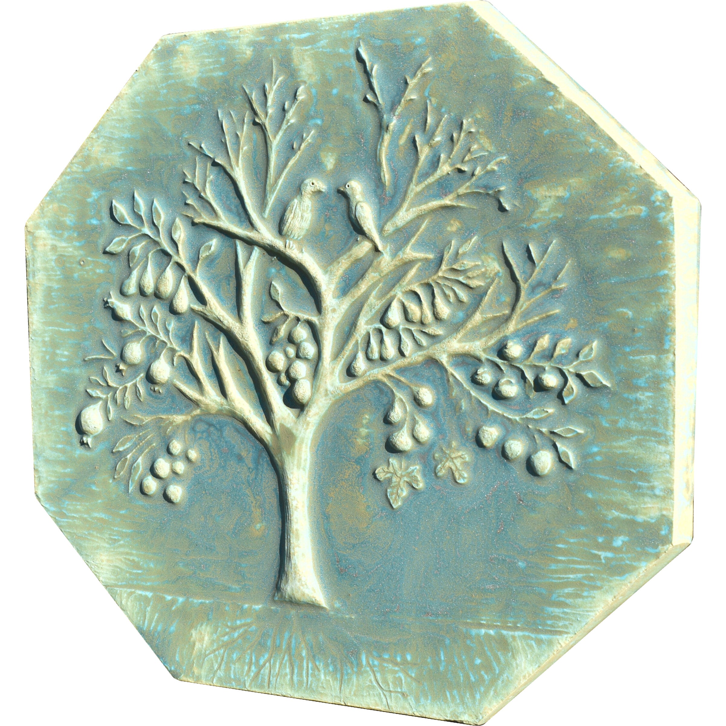 Magic Fruit Tree Octagon Tile in Aqua Stone Matte
